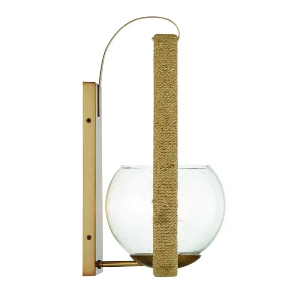 Ashe 1-Light Wall Sconce in Warm Brass and Rope - Image 5