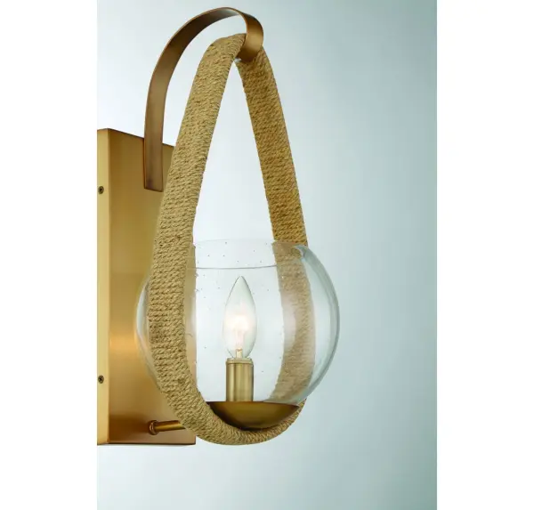 Ashe 1-Light Wall Sconce in Warm Brass and Rope - Image 6