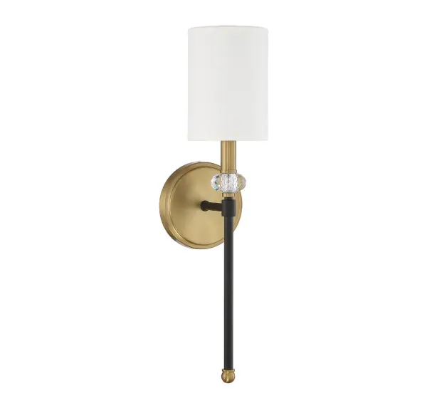 Tivoli 1-Light Wall Sconce in Matte Black with Warm Brass Accents - Image 2