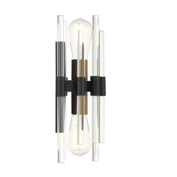 Santiago 2-Light Wall Sconce in Matte Black with Warm Brass Accents - Image 5