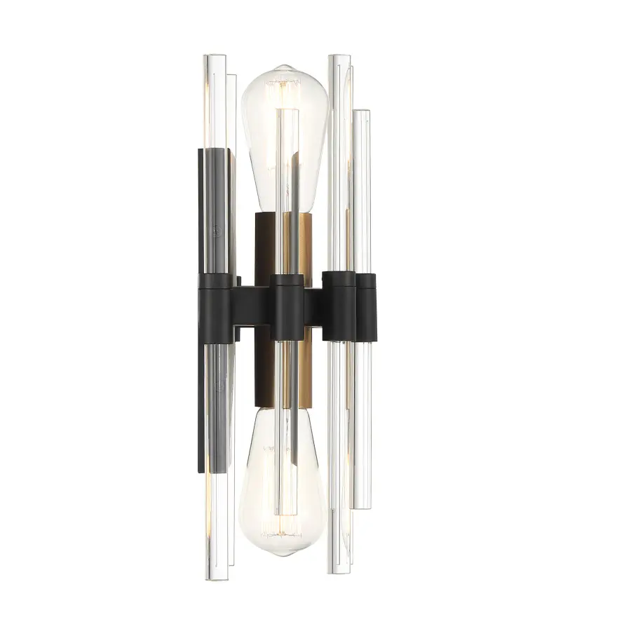 Santiago 2-Light Wall Sconce in Matte Black with Warm Brass Accents - Image 5