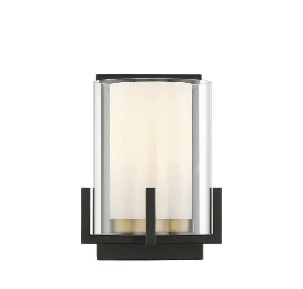 Eaton 1-Light Wall Sconce in Matte Black with Warm Brass Accents - Image 3
