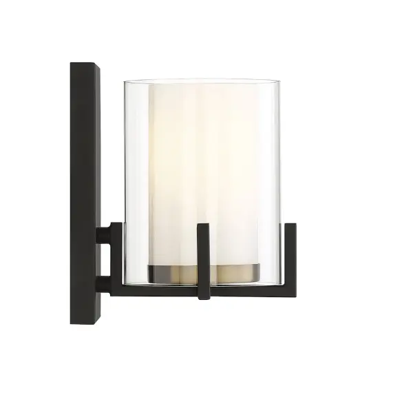 Eaton 1-Light Wall Sconce in Matte Black with Warm Brass Accents - Image 5