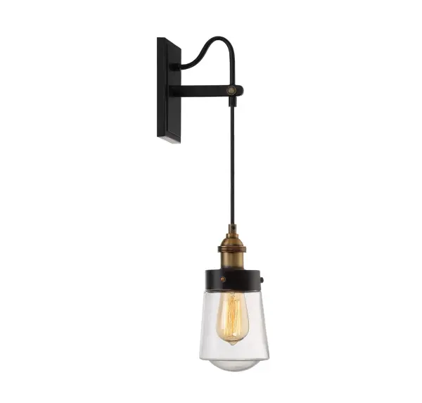 Macauley 1-Light Wall Sconce in Vintage Black with Warm Brass - Image 3