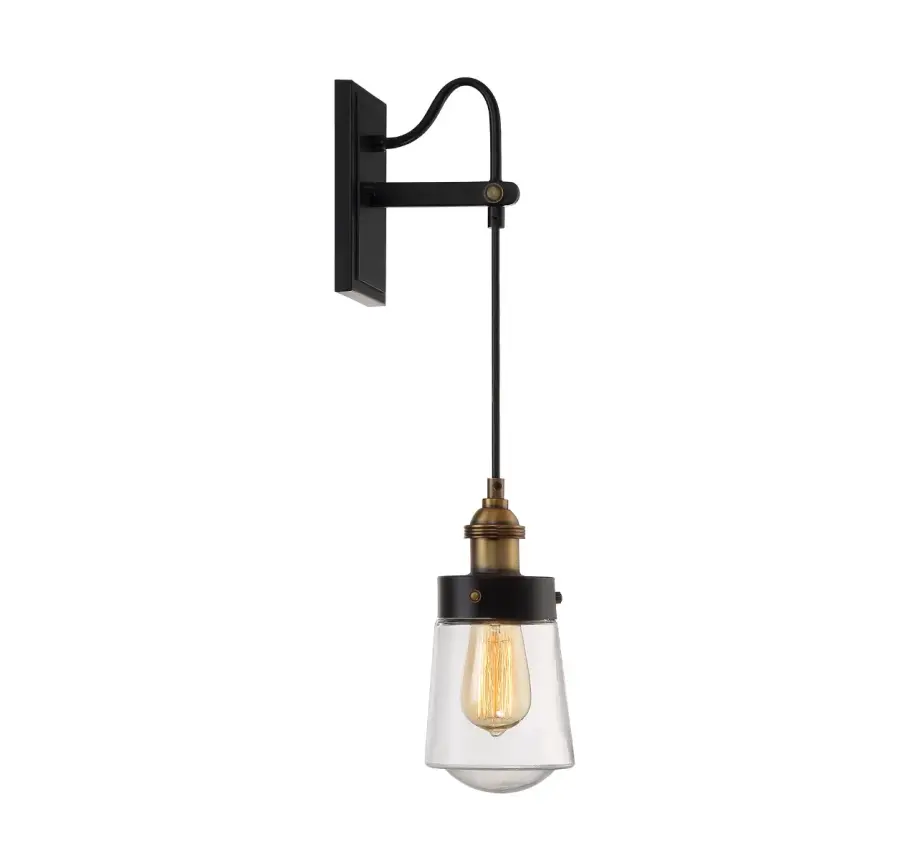 Macauley 1-Light Wall Sconce in Vintage Black with Warm Brass - Image 3