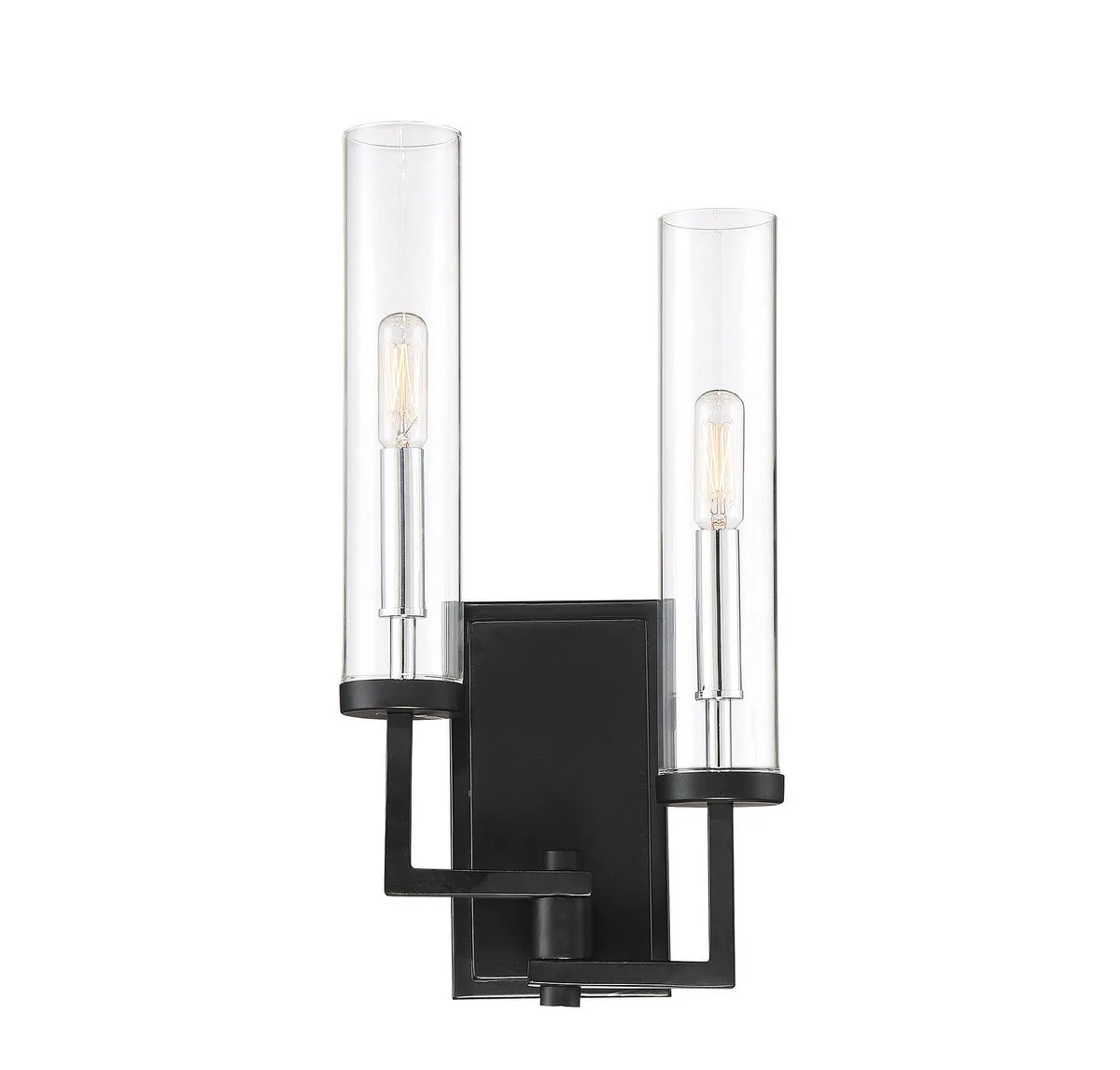 Folsom Two Light Wall Sconce in Matte Black with Polished Chrome