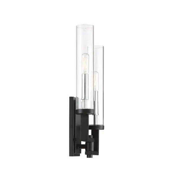 Folsom 2-Light Adjustable Wall Sconce in Matte Black with Polished Chrome Accents - alternate view