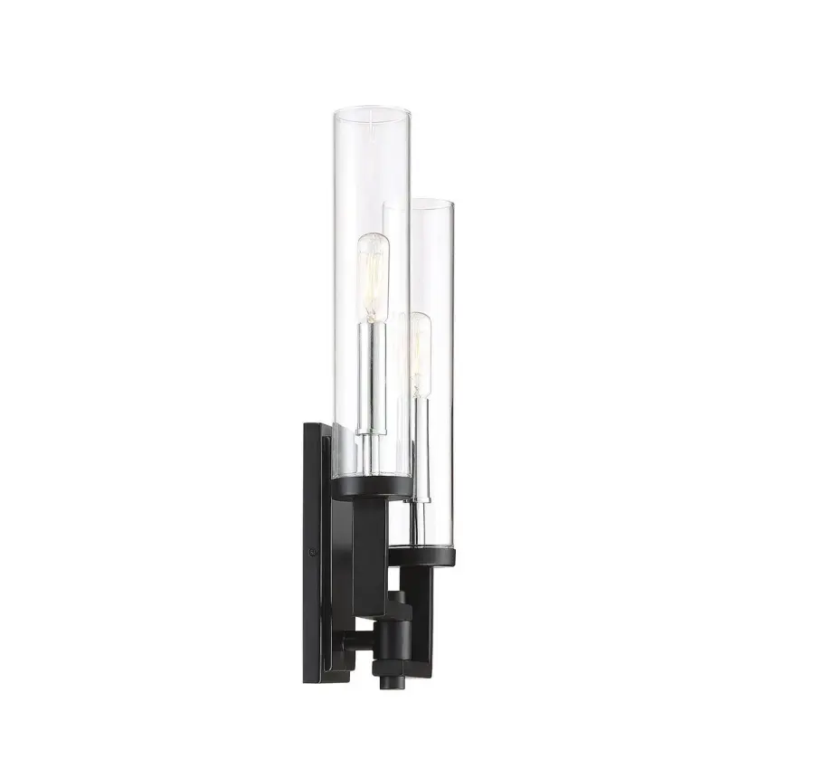 Folsom 2-Light Adjustable Wall Sconce in Matte Black with Polished Chrome Accents - Image 2