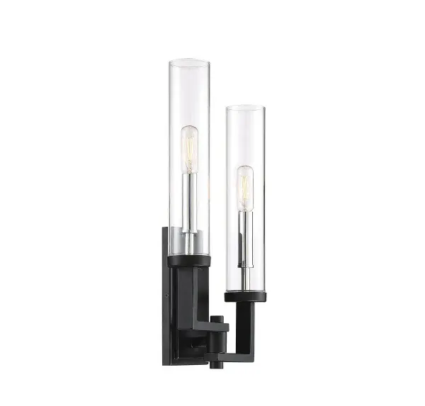 Folsom 2-Light Adjustable Wall Sconce in Matte Black with Polished Chrome Accents - Image 3