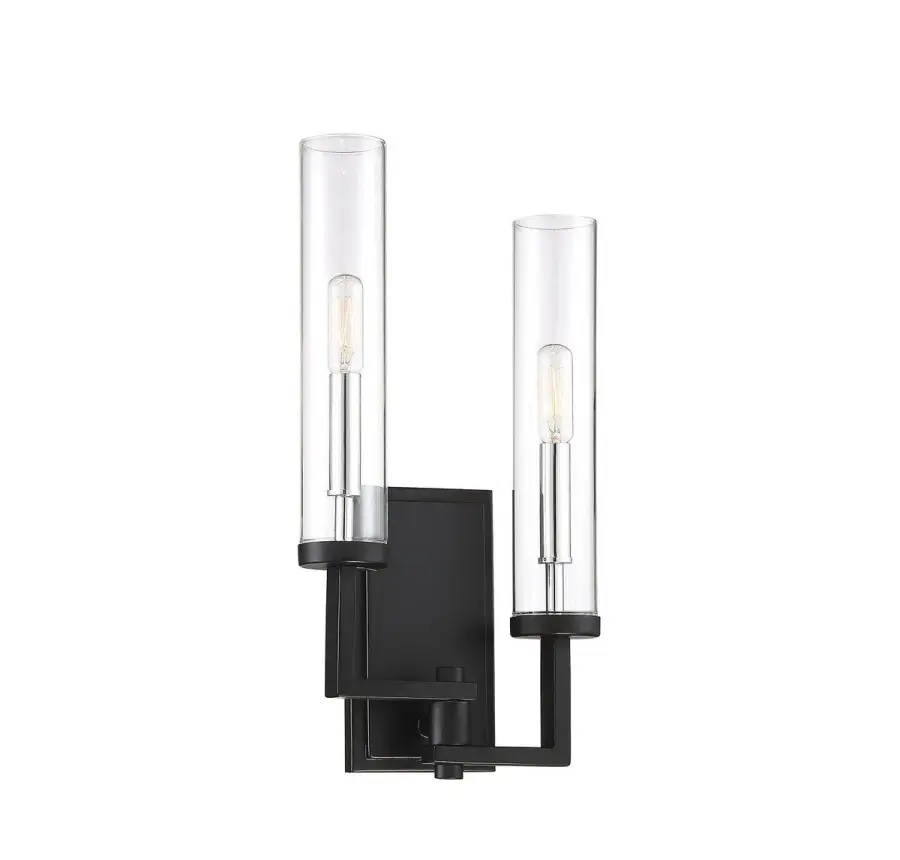 Folsom 2-Light Adjustable Wall Sconce in Matte Black with Polished Chrome Accents - Image 4
