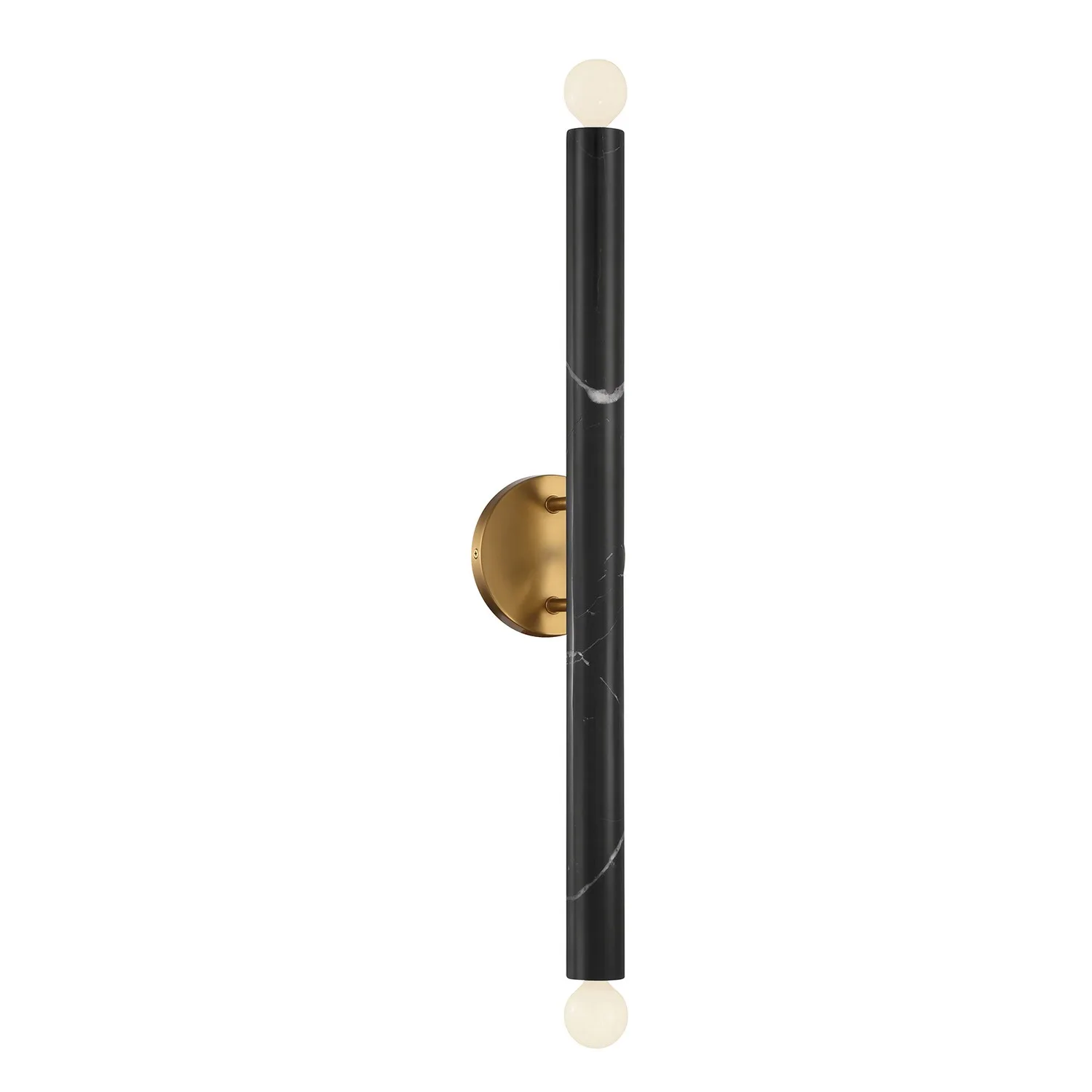 Callaway Two Light Wall Sconce in Black Marble with Warm Brass