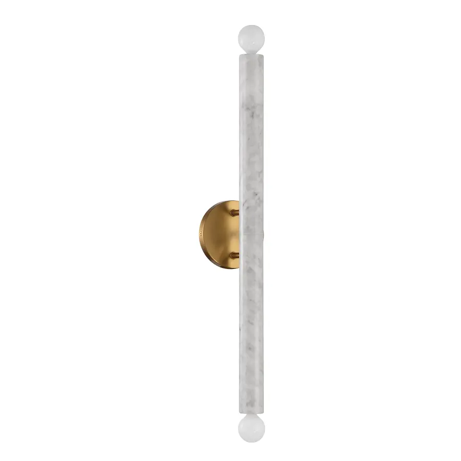 Callaway 2-Light Wall Sconce in White Marble with Warm Brass - Image 2