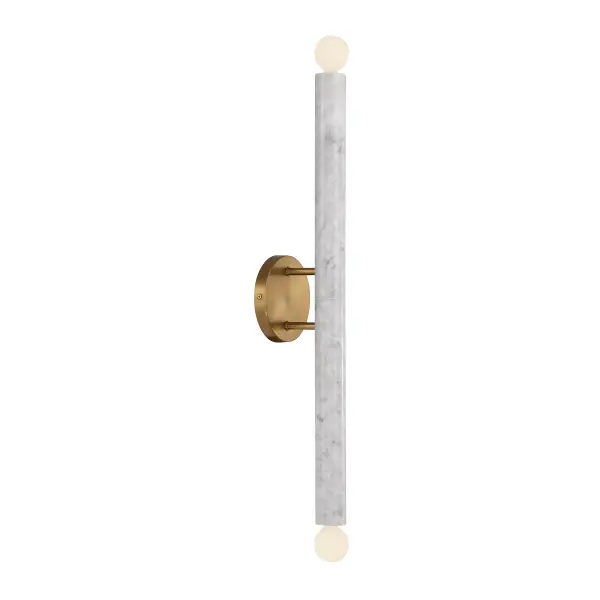 Callaway 2-Light Wall Sconce in White Marble with Warm Brass - Image 4