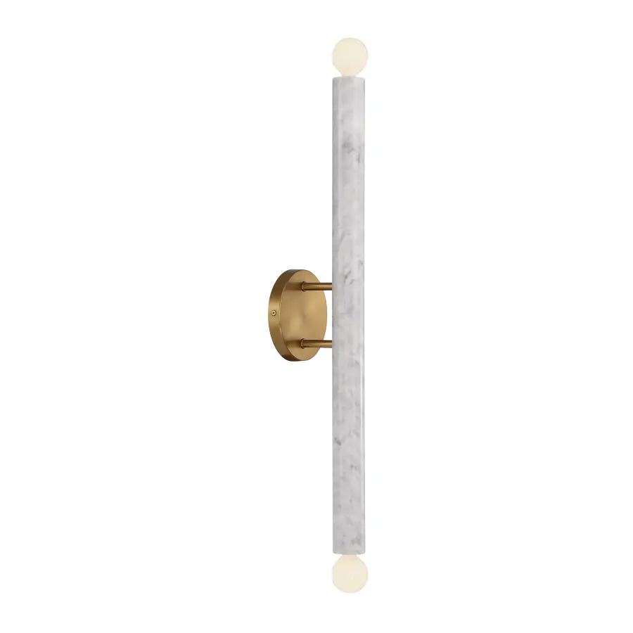 Callaway 2-Light Wall Sconce in White Marble with Warm Brass - Image 4