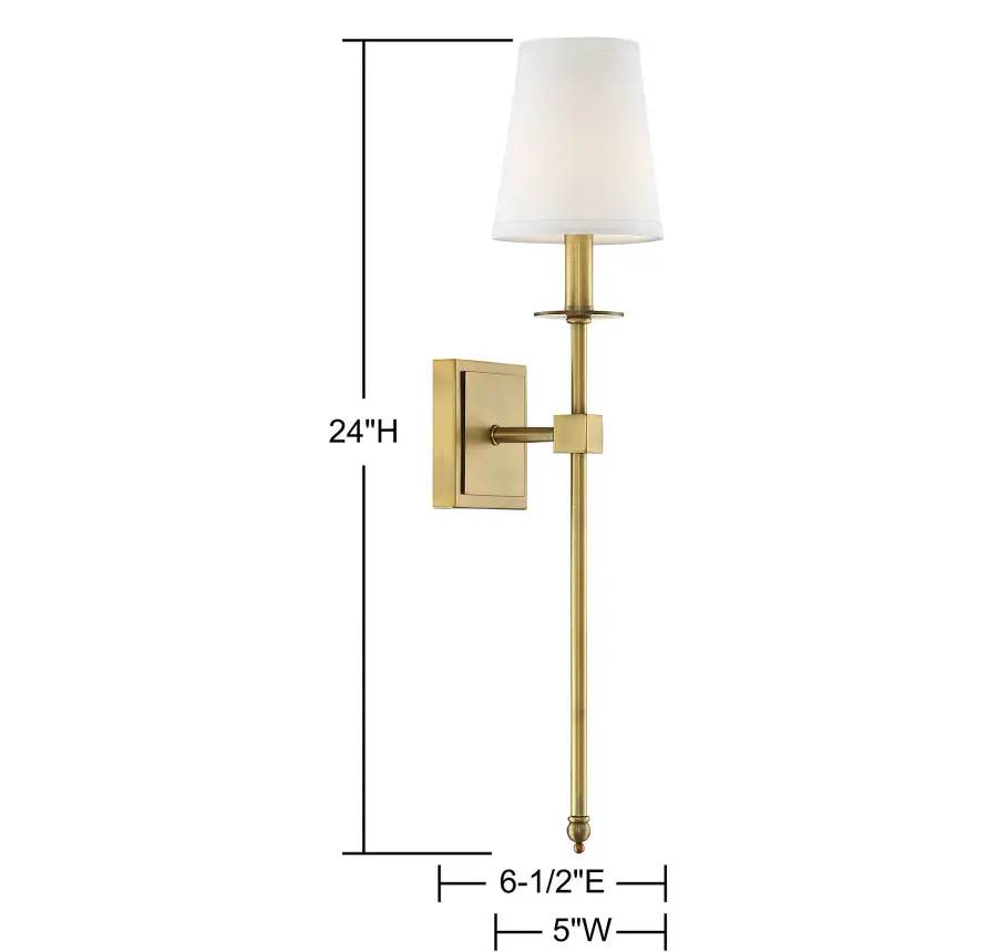 Monroe One Light Wall Sconce in Warm Brass - Image 5