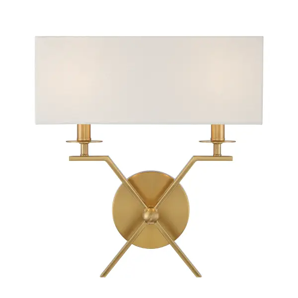The Arondale sconce delivers refined style with its clean rectangular silhouette and warm brass finish. The white fabric shade provides soft, diffused light perfect for intimate spaces. Damp-rated for bathroom use.