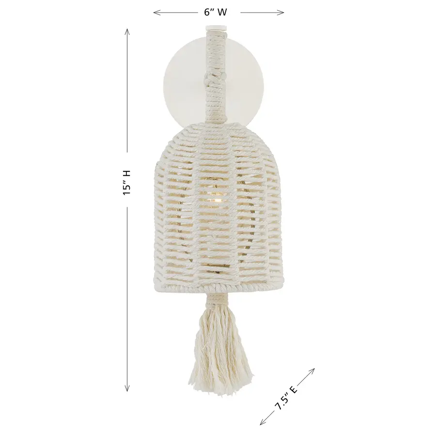 Lunara 1-Light Wall Sconce in Cotton by Breegan Jane - Image 6