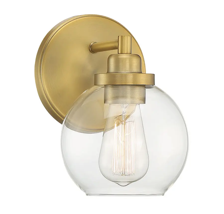 Carson One Light Bath Sconce in Warm Brass - Image 1