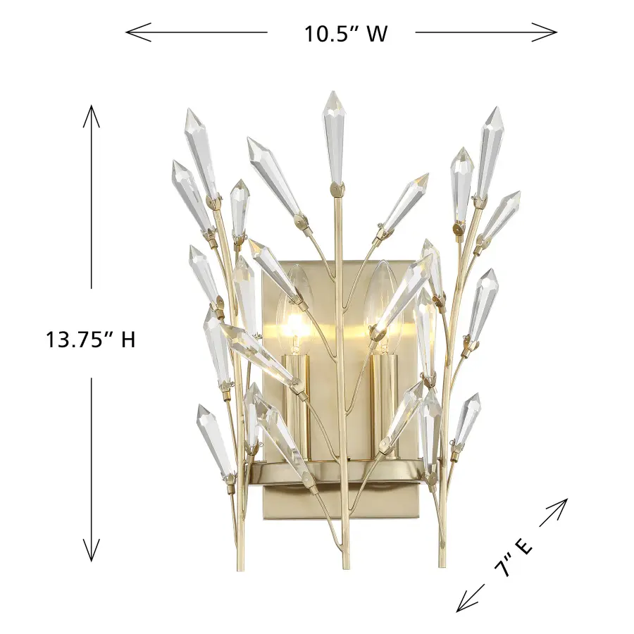 Orianna 2-Light Wall Sconce in Noble Brass - Image 6