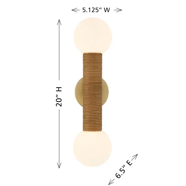 Jarrell 2-Light Wall Sconce in Warm Brass - Image 6