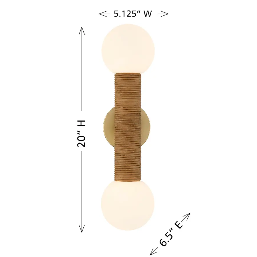 Jarrell 2-Light Wall Sconce in Warm Brass - Image 6