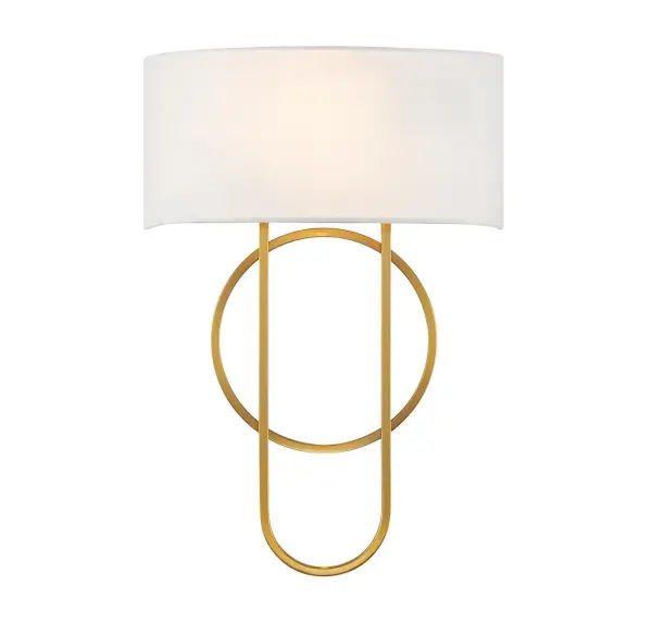 The Tempe sconce delivers refined style through overlapping geometric shapes in warm brass paired with a crisp white linen shade. Its compact 12-inch width makes it ideal for flanking mirrors or illuminating hallways without overwhelming the space.