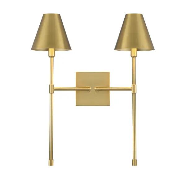 The Jefferson sconce delivers sophisticated indirect illumination through metal shades and a streamlined 20-inch vertical profile. Its warm brass finish adds luxe appeal to modern and transitional spaces.
