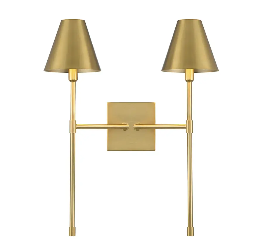 Jefferson Two Light Wall Sconce in Warm Brass - Image 1
