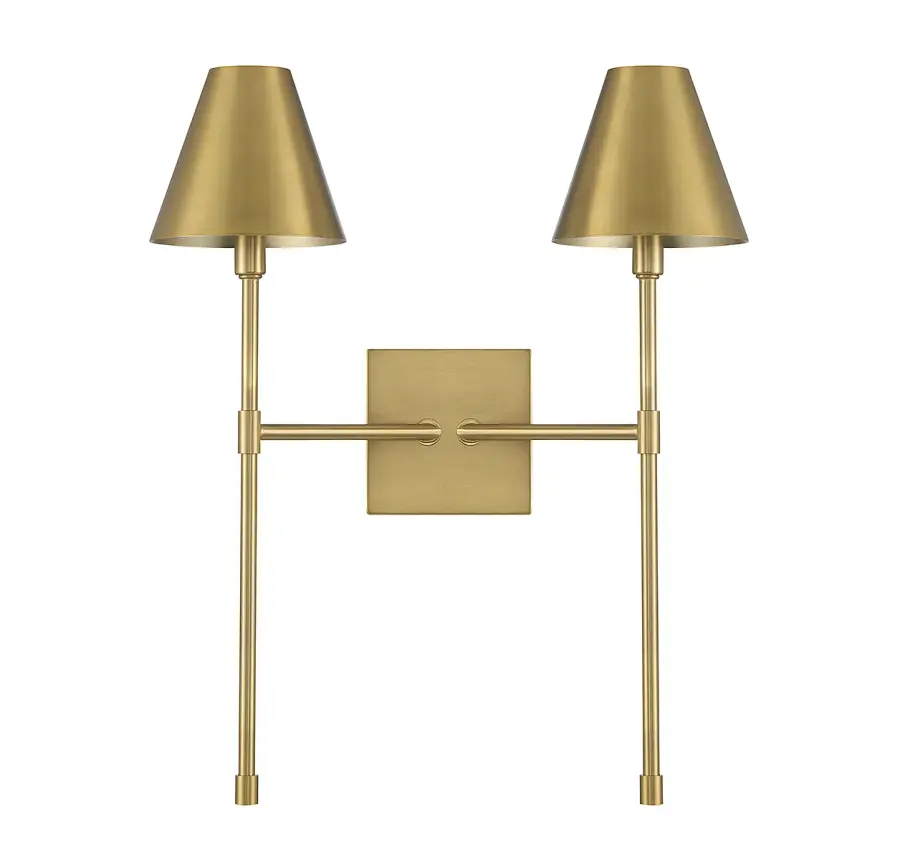 Jefferson Two Light Wall Sconce in Warm Brass - Image 2