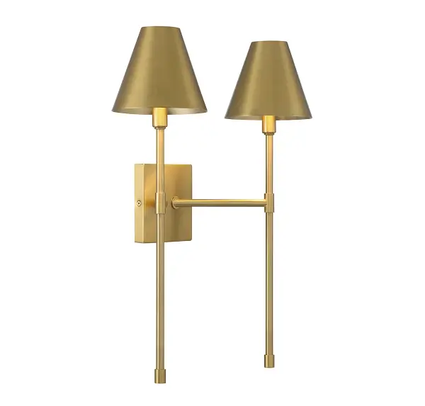Jefferson Two Light Wall Sconce in Warm Brass - Image 4