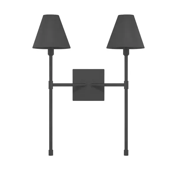 Jefferson 2-Light Wall Sconce in Matte Black - alternate view