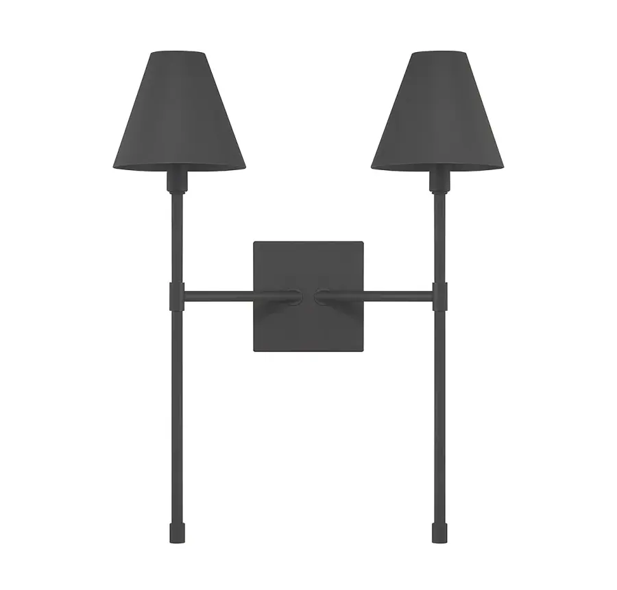Jefferson 2-Light Wall Sconce in Matte Black - Image 2