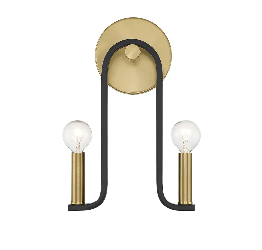 Archway 2-Light Wall Sconce in Matte Black with Warm Brass Accents - Image 1