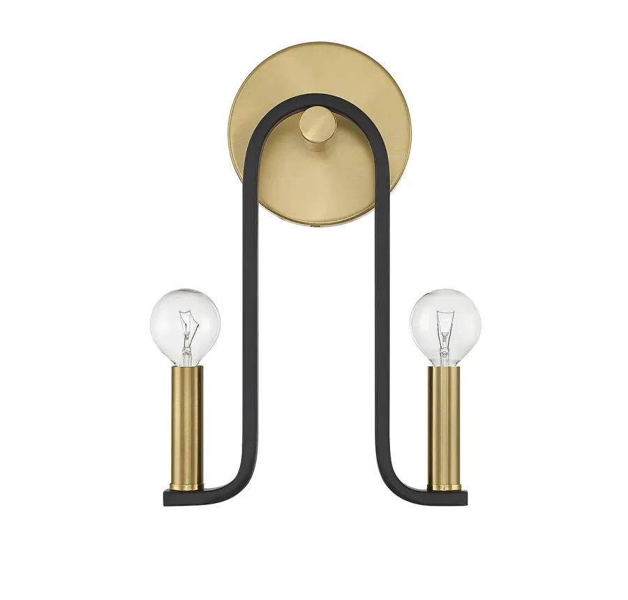Archway 2-Light Wall Sconce in Matte Black with Warm Brass Accents - Image 2