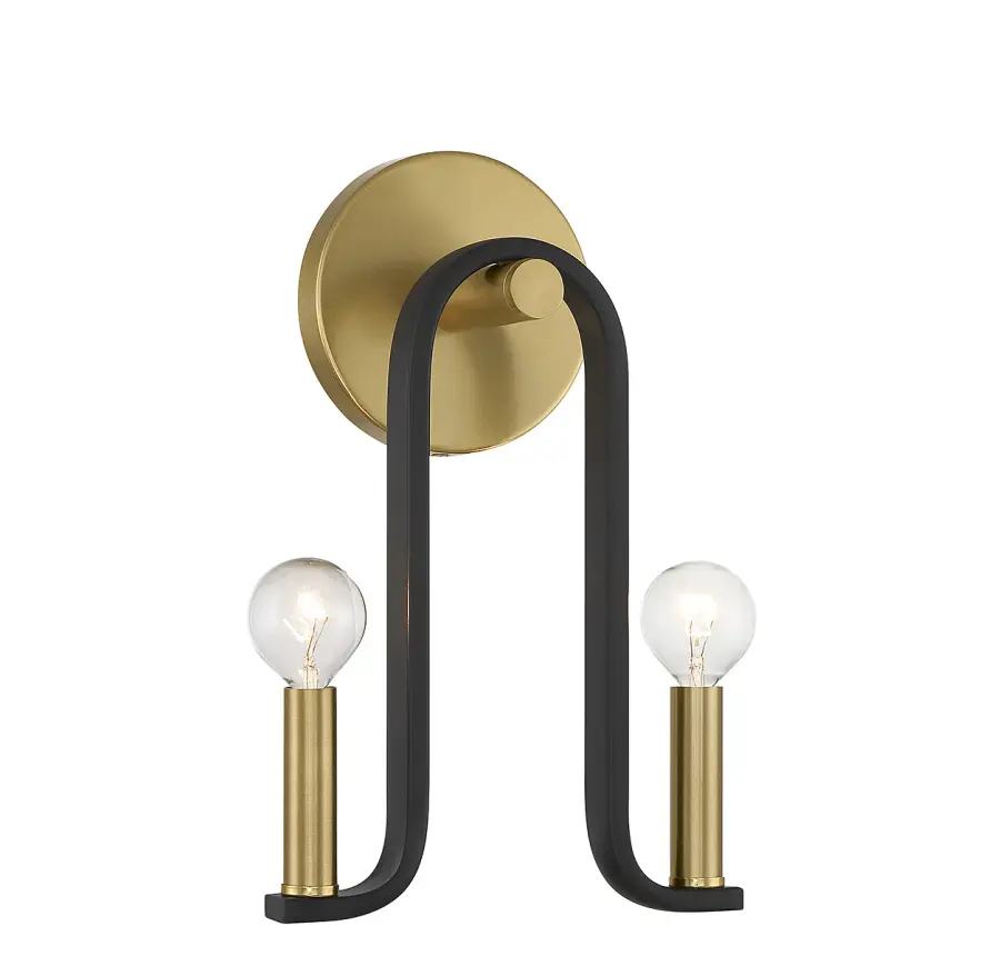 Archway 2-Light Wall Sconce in Matte Black with Warm Brass Accents - Image 3