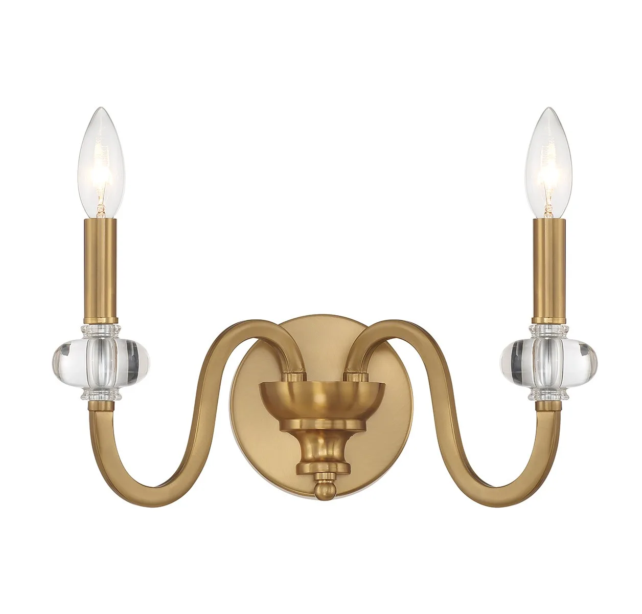 Bergdorf Two Light Wall Sconce in Warm Brass