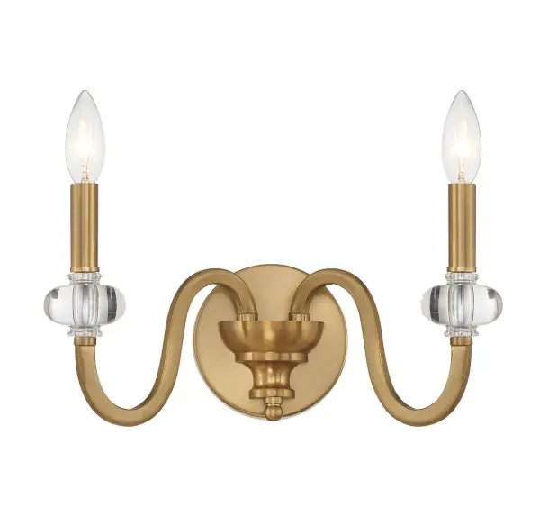 Bergdorf Two Light Wall Sconce in Warm Brass - Image 1
