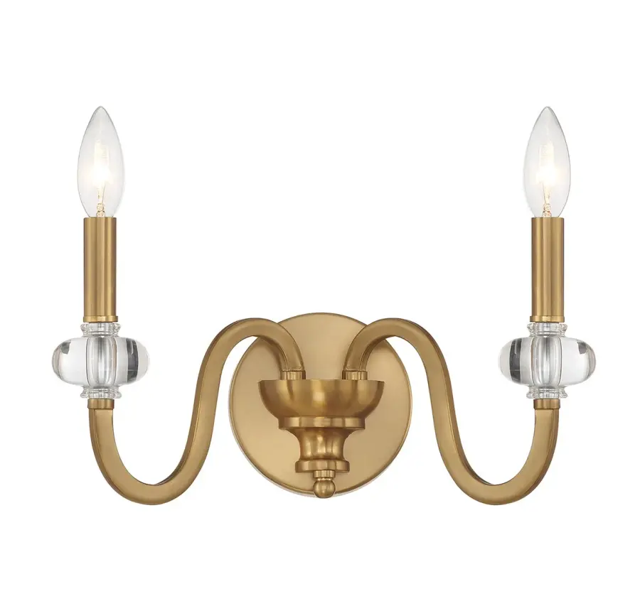 Bergdorf Two Light Wall Sconce in Warm Brass - Image 1