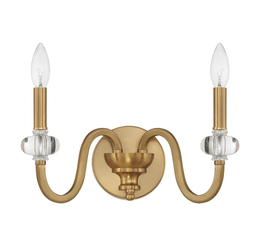 Bergdorf 2-Light Wall Sconce in Warm Brass - Image 2