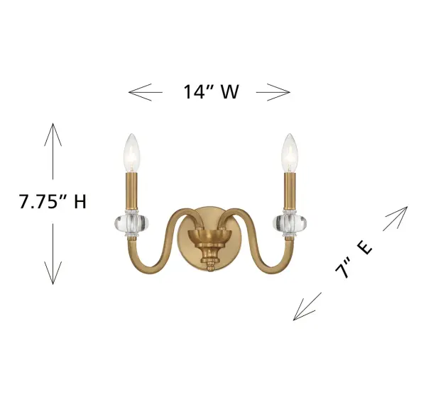 Bergdorf 2-Light Wall Sconce in Warm Brass - Image 6