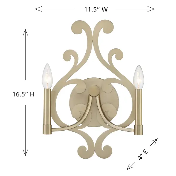 Lombard 2-Light Wall Sconce in Noble Brass - Image 6