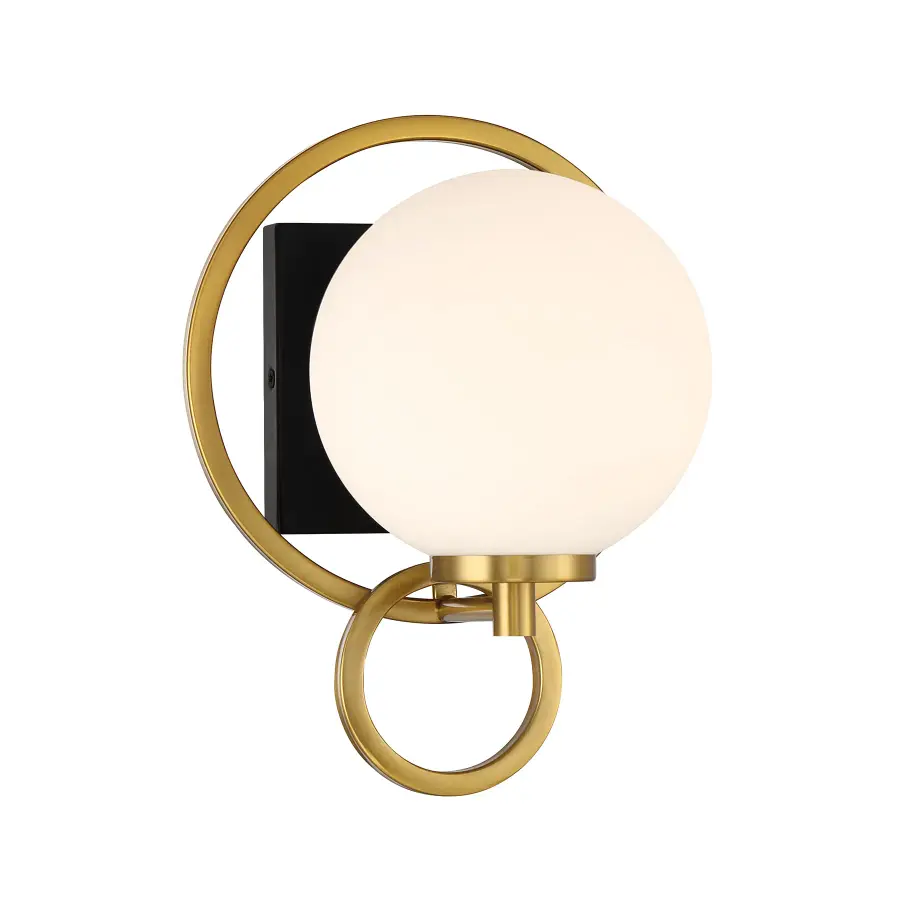 Alhambra 1-Light Wall Sconce in Matte Black with Warm Brass - Image 1