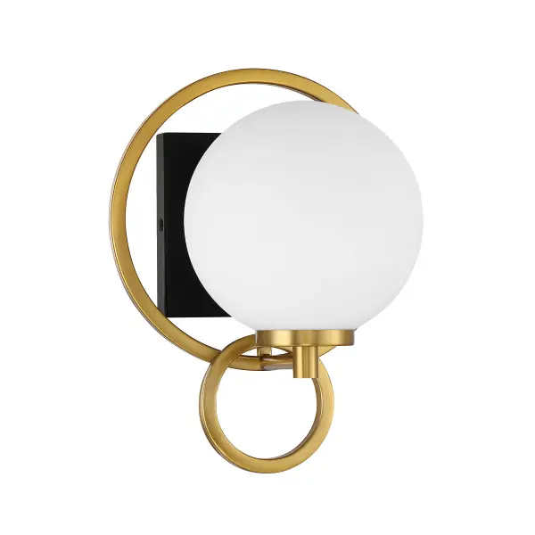 Alhambra 1-Light Wall Sconce in Matte Black with Warm Brass - alternate view