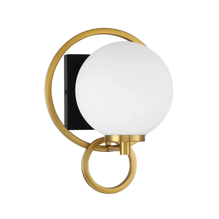 Alhambra 1-Light Wall Sconce in Matte Black with Warm Brass - Image 2