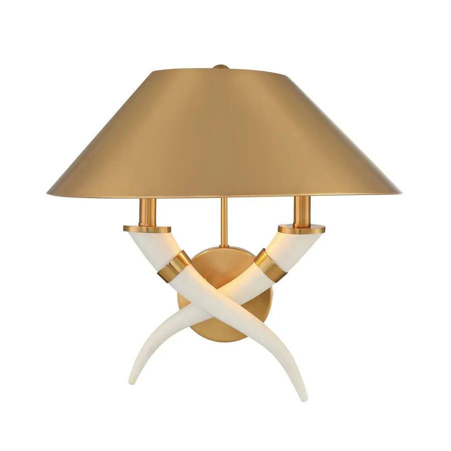 Hearne 2-Light Wall Sconce in Warm Brass by Dann Foley - Image 1