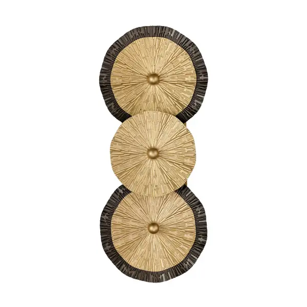 The Lincoln sconce brings sculptural drama with hand-finished distressed gold and bronze wheels that add touchable texture and organic sophistication. Designed by award-winning interior designer Breegan Jane, it embodies laid-back California elegance with a contemporary edge.
