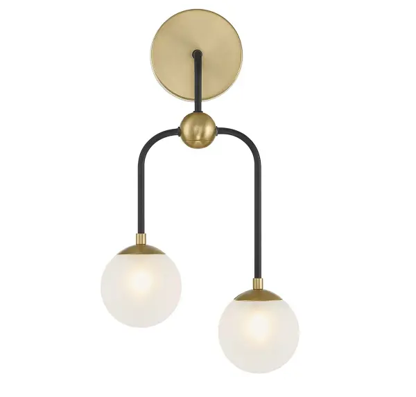 Couplet Two Light Wall Sconce in Matte Black with Warm Brass - Image 1