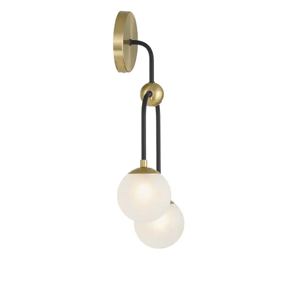 Couplet 2-Light Wall Sconce in Matte Black with Warm Brass Accents - Image 5
