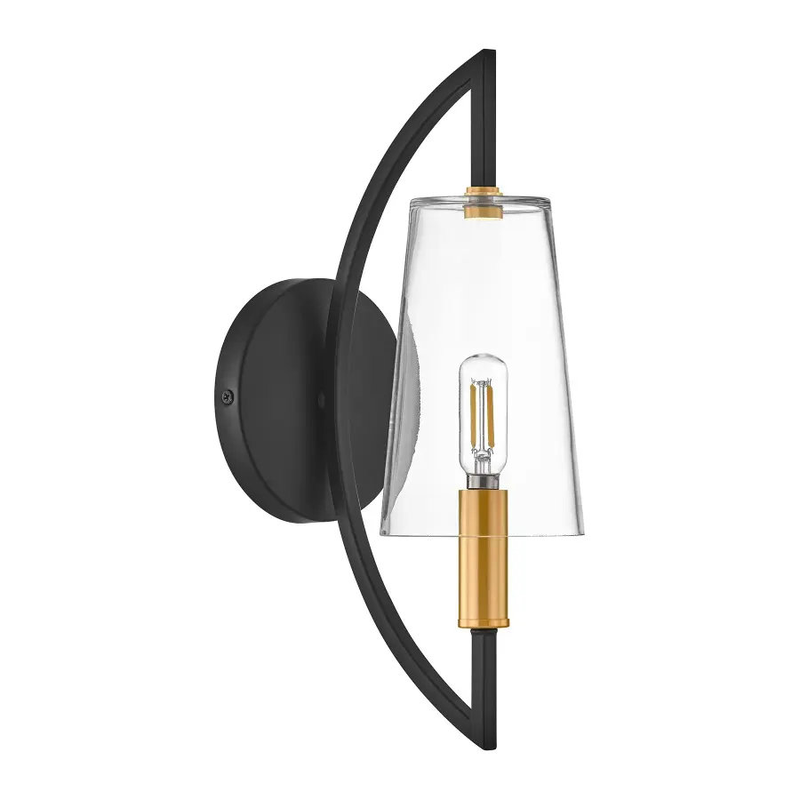 Hanley 1-Light Wall Sconce in Matte Black and Warm Brass - Image 2