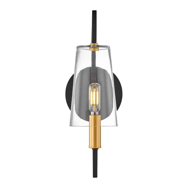 Hanley 1-Light Wall Sconce in Matte Black and Warm Brass - Image 3